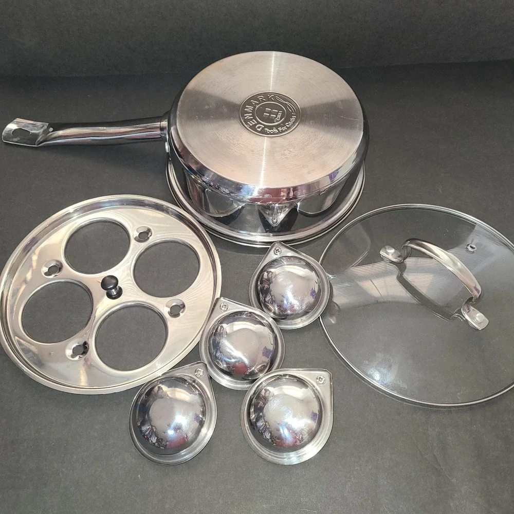 Tools for Cooks Denmark Stainless Steel Egg Poacher Pan with 4-Cup Nonstick